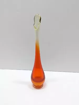 Vintage Mid Century 60's Viking Swung Glass Orange Bud Vase Smooth • $39