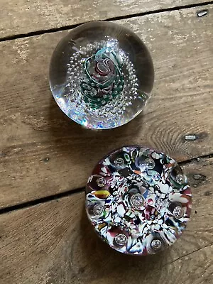 Pair Of Paperweights - Paul Ysart Harland Harlequin Art Glass +1 Unidentified  • £70