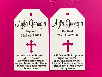 10 Gift Tags Baptism Christening Confirmation Bomboniere Personalised Candle V2 • $4.99