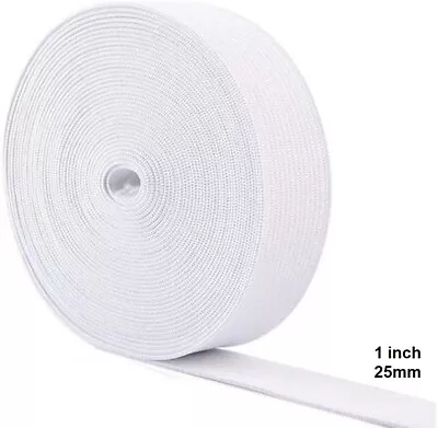 Flat Elastic Cord Wide White 1 Inch 25mm 2.5cm Premium Quality Sewing Crafts UK • £2.49