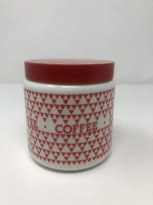 Biltons Vintage 1980s CLP Milk Glass Coffee Jar Canister 80s Red Retro • £12