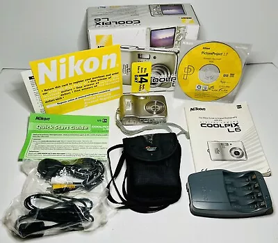 Nikon Coolpix L6 6.0mp 3x Optical Zoom W/ Box Case Manual Cables Battery Charger • $31.95
