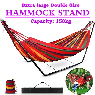 10ft Double Hammock Heavy Duty Stand Patio Outdoor Portable With Carrying Bag • £54