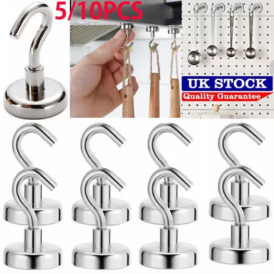 10X Extra Strong Magnet Hook Heavy Duty Cruise Magnetic Hooks For Fridge Ceiling • £5.19