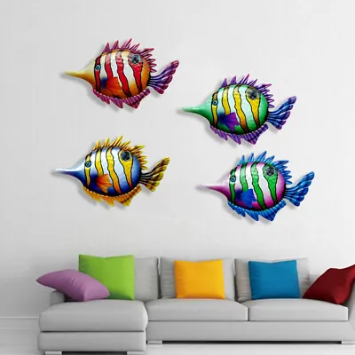 Decorations Fish Metal Hanging Wall Art Decor For Bathroom Pool • £6.40