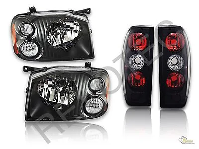 Black Housing Headlights + Tail Lights Lamps For 01-04 Nissan Frontier RH + LH • $140.95