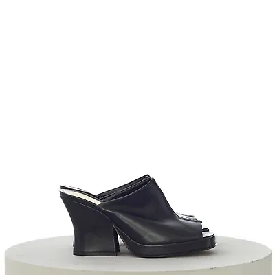 BOTTEGA VENETA 1250$ Wedge Mule Sandals - Black Leather • $416.50