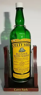 Vintage Cutty Sark Swing Cradle With Wood Base And Green Scotch Gallon Bottle  • $58