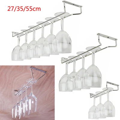 $24.99 • Buy 10 /13 /21  Wine Glass Hanger Rack Stemware Home Bar Pub Holder Stainless Steel