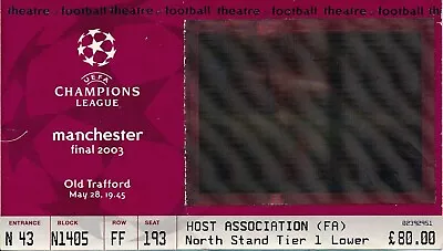 TICKET: UEFA CHAMPIONS LEAGUE FINAL 2003 AC Milan V Juventus • £39.99