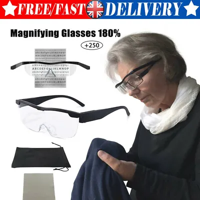 Hands Free Magnifying Glasses Magnifier 180% With LED For Reading Sewing Adults • £8.88