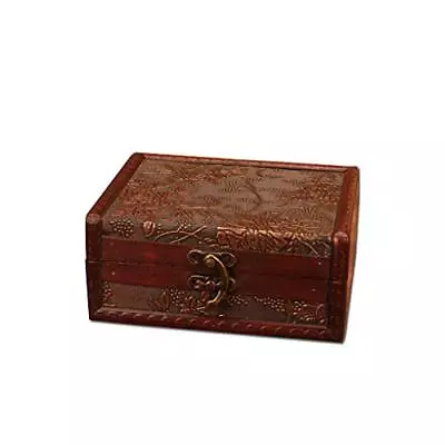  Wooden Treasure Box Decorative Small Wood Vintage Handmade Treasure Color #1 • $24.08