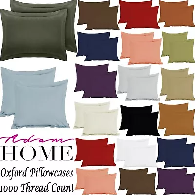 1000 Thread Count 100% Pure Egyptian Cotton Pillow Case Pair Oxford Bedroom Size • £9.99