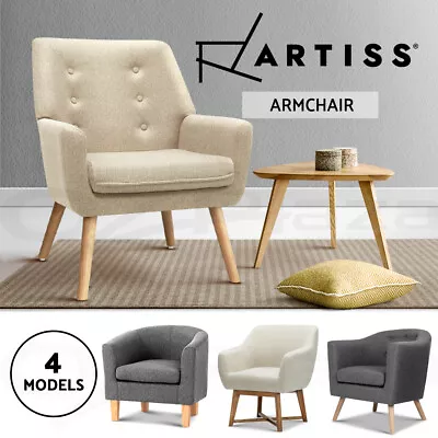 $108.26 • Buy Artiss Armchair Lounge Chair Upholstered Accent Armchairs Tub Chairs Single Sofa