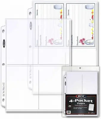 BCW Pro 4-Pocket Photo Page For Photographs Or Postcards 20 Pages • $11.23