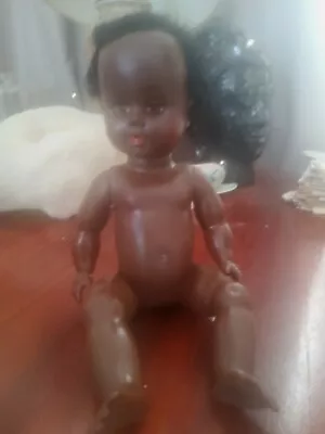 Vintage Doll Black Baby  Moveable Armslegshead Eyes 15 Inches  Hard... • $60