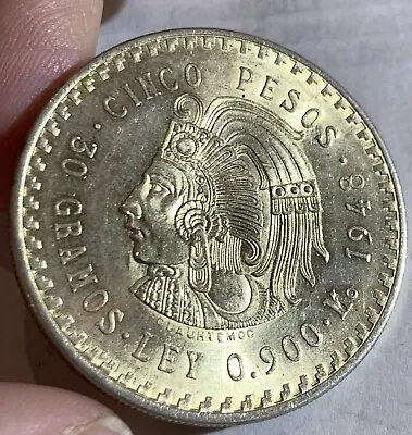 Mexico - 5 Pesos - 1948 - Silver 0.9000 - KM# 465 BU • $38