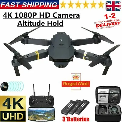 Drone X Pro WIFI FPV 4K HD Camera 3 Batteries Foldable Selfie RC Quadcopter • £22.99
