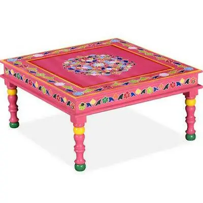 £97.95 • Buy Coffee Table Solid Wood Pink Hand Painted Wooden Handmade Furniture Retro Tables