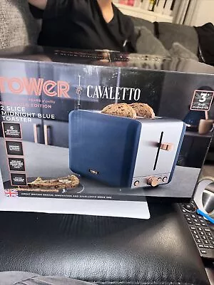 £35 • Buy Tower Cavaletto Midnight Blue And Rose Gold 2 Slice Toaster (T20036MNB)