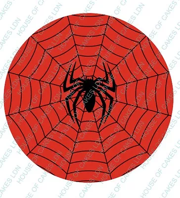 Spiderman & Spider Red & Black Web Edible Round 8 Inch Pre-cut Cake Topper • £5.99