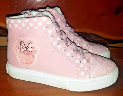 Girls Minnie Mouse Shoes SZ 2 High Top Tennis DISNEY Pink • $12.89