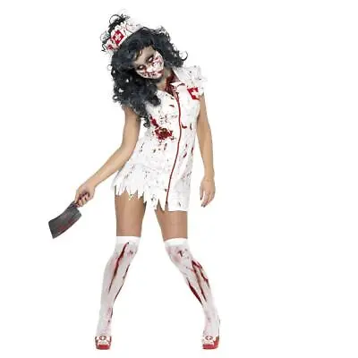 Adults White & Red Zombie Nurse Fancy Dress Costume • £28.99