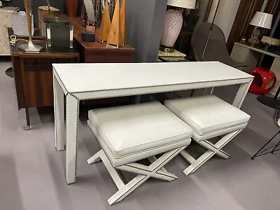 Mid Century Modern Faux  Shagreen Console And Benches After Billy Baldwin • $985