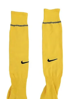 Nike Vtg Long Over Calf Yellow Stripes Retro Swoosh 19  Soccer Sports Tube Socks • $53.95