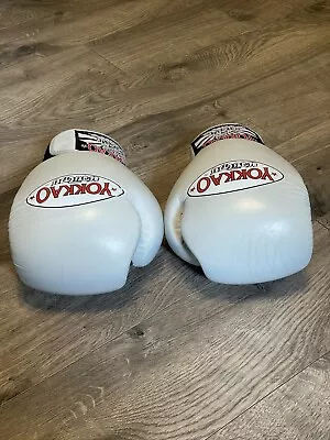 Yokkao Muay Thai Leather Boxing Gloves 10 Oz. Light Gray HTF • $99