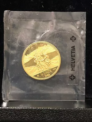 1986 Switzerland 1/4 Oz Gold  999.9 Fine Coin GEM BU Proof Eternal Pact Helvetia • $659.99