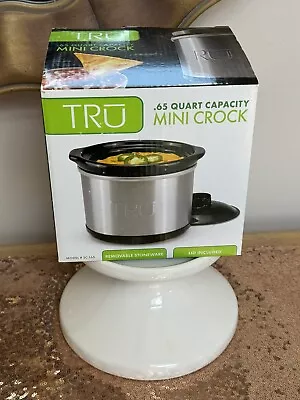 TRU Mini Crock Pot  .65 Quart Stainless Steel Stoneware Liner SC-165 Silver • $16