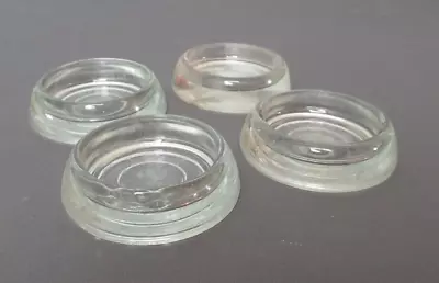 Vintage 4 Glass Furniture Coasters - 3  Wide - B4 Vh • $9.94