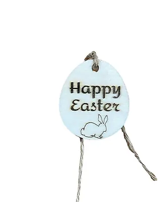 12 X Wooden Easter Eggs Engraved With Happy Easter Gift Tags- • £4.14