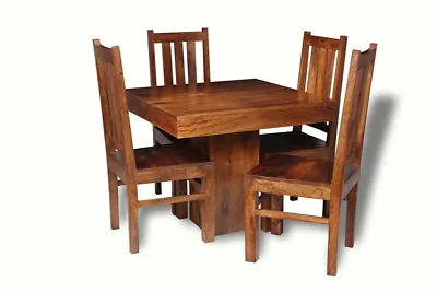 Solid Mango Wood Dakota 90cm Dining Table & 4 Dakota Chairs New Furniture  • £684.95
