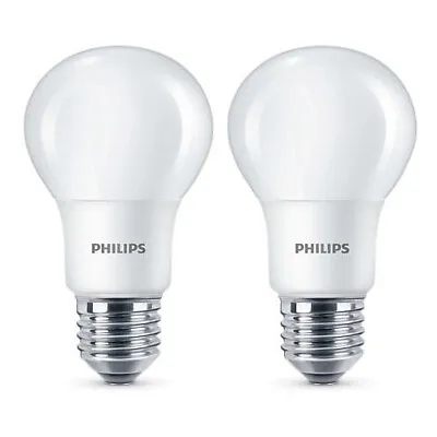 2 Pack Philips LED Frosted E27 Edison Screw 60w Warm White Light Bulb Lamp 806Lm • £8.99