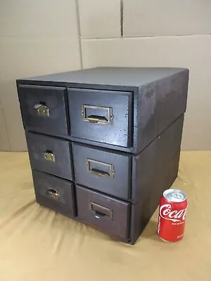 Vintage WEIS  Arts & Crafts 6 Drawer Wood Index Card File Cabinet Stacking • $155.99