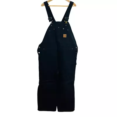 Carhartt Insulated Bibs Overalls R41 Quilted - Black 48x30 • $65