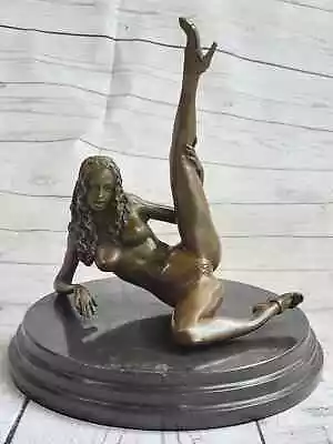 Handcrafted Nude Woman Exposing Herself Bronze Sculpture Marble Base Figurine • $1215