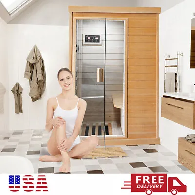 1-2 Person Far Infrared Sauna Room Home Sauna Relax Sauna Canadian Hemlock Wood • $1899.99