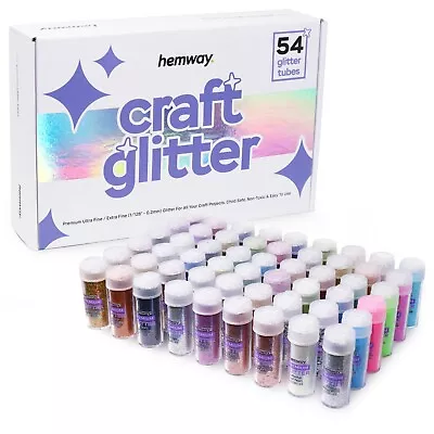 Hemway Cosmetic Glitter 54pcs Set Face Body Eye Nail Art Epoxy Candle Craft BOX • £14.95