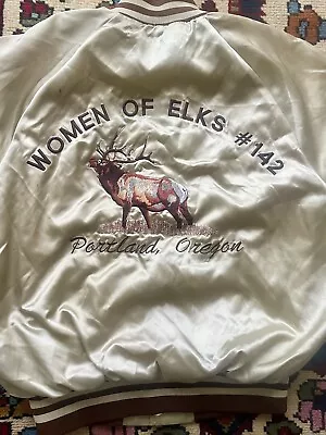 Vintage 1970s King Louie Satin Jacket Womens M Portland Oregon Elks Club • $49.99