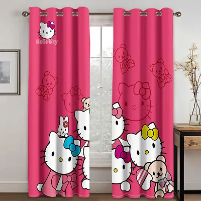 Hello Kitty 3D Cartoon Girls Bedroom Curtain Ring Blackout Door Decor UV Protect • $62.88