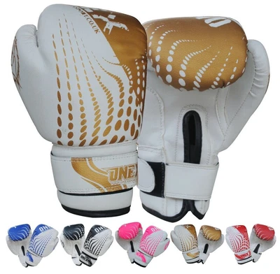 £11.75 • Buy 6oz Leather Boxing Gloves Sparring Punch Bag Muay Thai Kickboxing Training MMA
