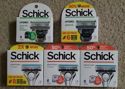 3 Schick Quattro Titanium Razors & 2 Schick HYDRO SENSITIVE Total Of 30 Refills • $34.99