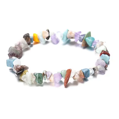 Natural Gemstone Chip Beads Stretchy Bracelet Reiki Chakra Fashion Jewelry • $1.79