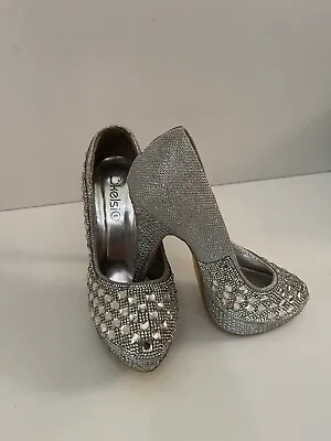 Kelsi Womens Shoes UK 6 Sparkling Diamond High Heels Platform Dress Up UK 6 • £14.99