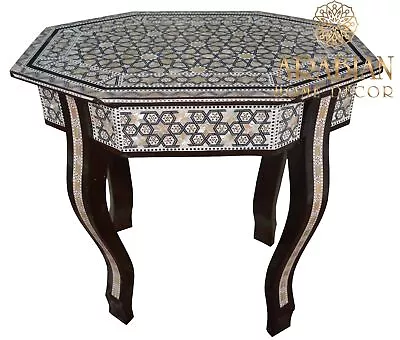 Egyptian Handmade Wood Side Coffee Table With Mother Of Pearl Inlaid 20  * 14  • $220