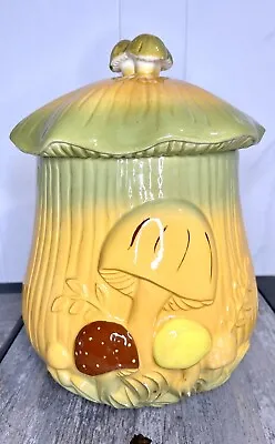 1970s Vtg Arnels  Mushroom Ceramic Cookie Jar/Canister LG 12  Inch • $36