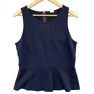 J.CREW Sleeveless Top Womens Navy Blue Cotton Fit And Flair Blouse Size M • $8.99